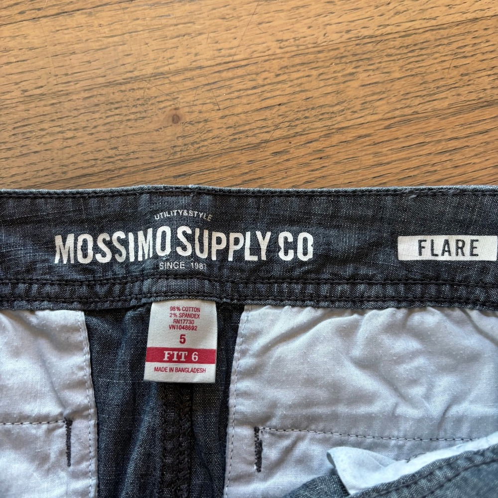 Mossimo Supply Co Womens Blue Flare Leg Low Rise Pants Size 5 Fit 6 Y2K Boho - Picture 2 of 6